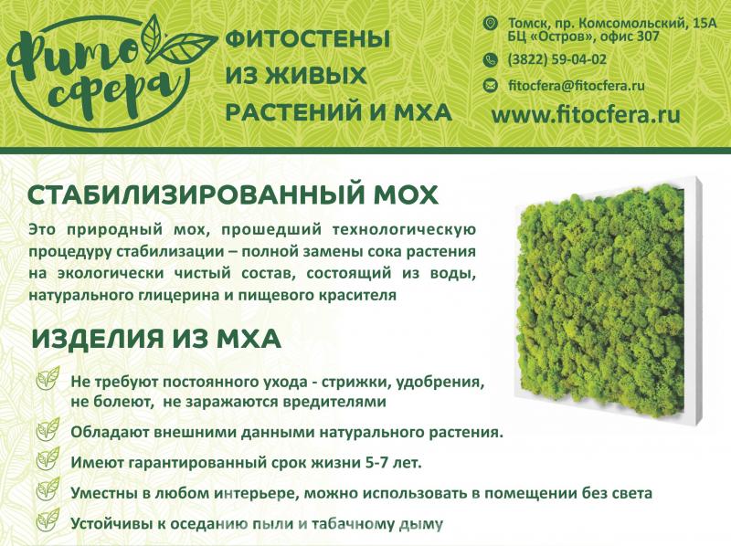 фитостены из живых растений и стабилизированного мха,  Томск