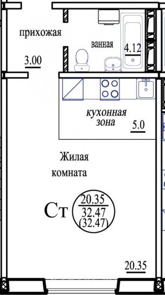 Продаю  студия квартиру 32 кв м,  Новосибирск