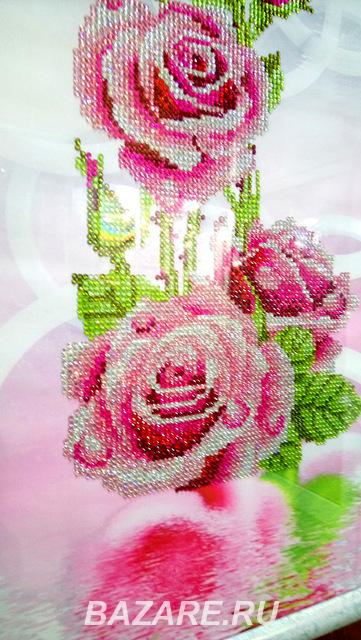 Панно Розовые розочки алмазная мозаика