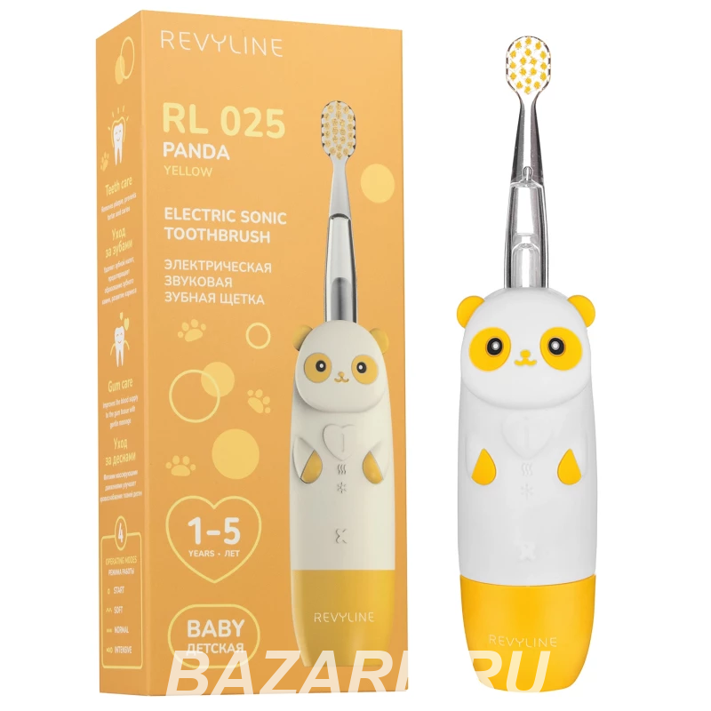 Зубная щетка для детей от года Revyline RL025 Panda Yellow,  Барнаул