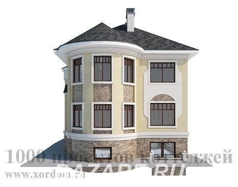 Трёхэтажный кирпичный дом с полукруглыми эркерами., Москва
