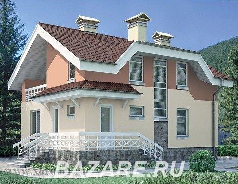 Проект двухэтажного дома из кирпича 8 х 10 м с фигурной ..., Москва