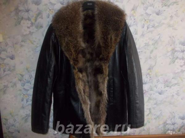 Куртка кожаная Италия мех волка