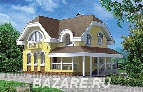 Стильный двухэтажный дом из кирпича с арочными окнами., Москва