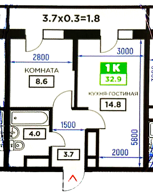Продаю 1-комн квартиру, 33 кв м, Краснодар. Прикубанский р-н