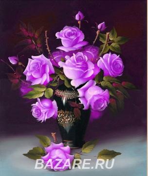 Картина Букет Фиолетовый алмазная мозаика