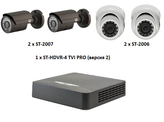 Готовый комплект видеонаблюдения 4 FullHD камеры.