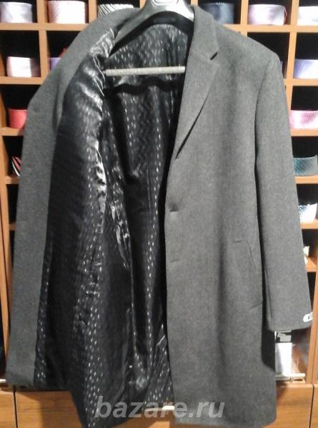 Пальто мужское демисезонное серое, ткань драп